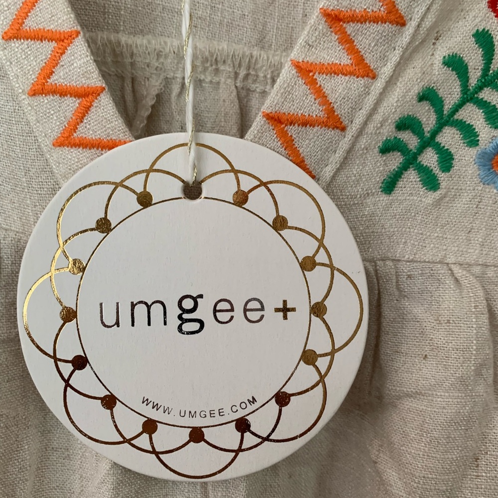 NWT Umgee Cream Embroidered Boho Peasant Top with Orange Green Pink Accents - Picture 3 of 10